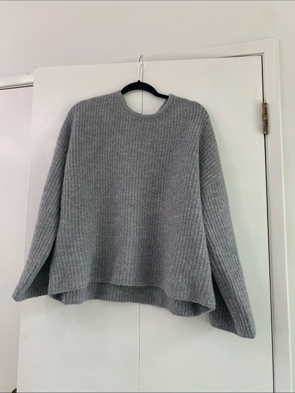 PacSun Light Gray Ribbed Crewneck Sweater OVERSIZED
